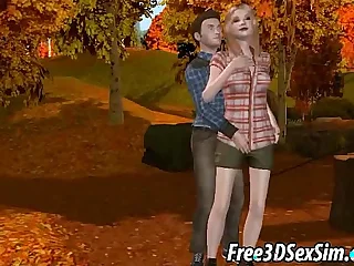 Disingenuous 3D cartoon fair-haired getting fucked in eradicate affect woods porn video